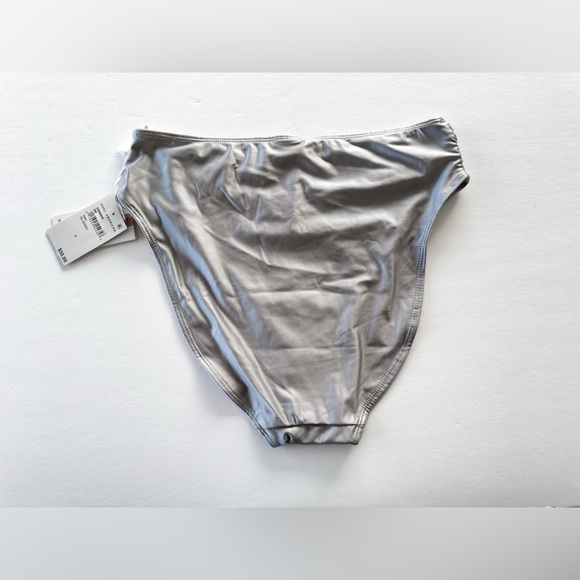 Good American Good Waist Ruched Bikini Bottom, New With Tags, Silver - Picture 8 of 10